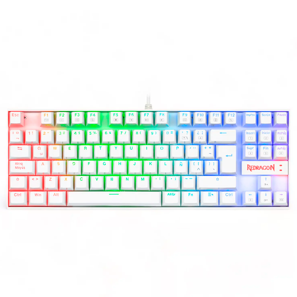 Teclado Gamer Mecânico Redragon Kumara K552W, RGB 80% USB , Switch Outemu Blue, Inglês, Branco