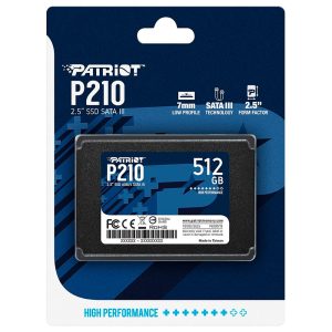 SSD Patriot P210, 512GB, 2.5", SATA 3, Leitura 520MB/s, Gravação 430MB/s, P210S512G25
