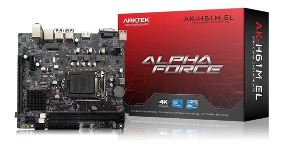 Placa Mãe 1155 Arktek AK-H61M EL 2xDDR3, 1xVGA D-Sub, 1xHDMI, 6xUSB-A 2.0, 1xRJ45 Gigabit, 1xAudio, M-ATX