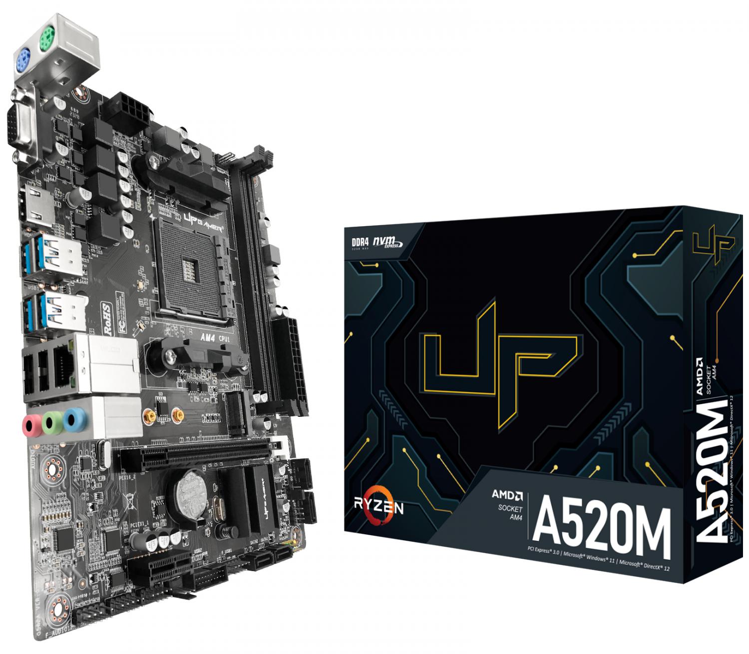 Placa Mãe UP Gamer A520M, AMD AM4, m-ATX, DDR4, M.2 NVMe, UP-A520M