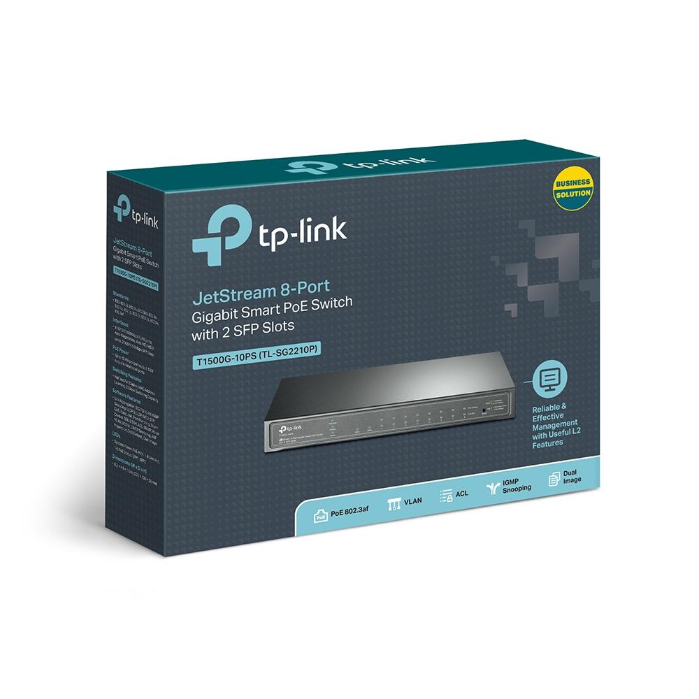 HUB SWITCH TP-LINK 08P T1500G-10PS TL-SG2210P POE + 2 SFP 10/100/1000MBPS