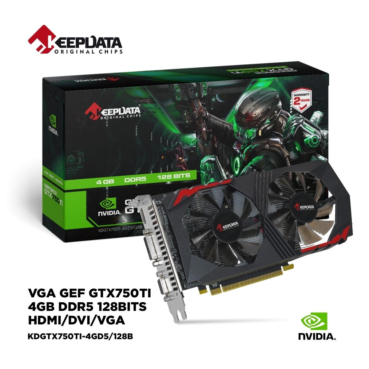 Placa de Vídeo KEEPDATA GeForce GTX750TI, 4GB GDDR5, 128Bits, 1xDVI 1xHDMI 1xVGA, KDGTX750TI-4GD5