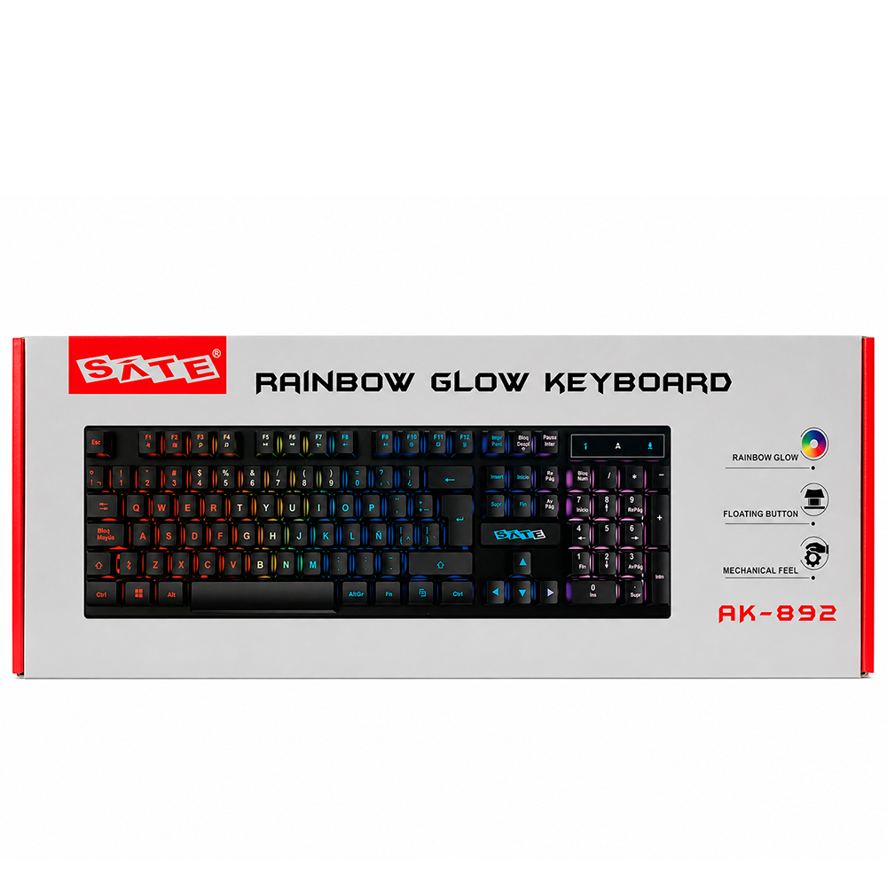 TECLADO SATE AK-892 ESPANHOL MULTIMEDIA USB RGB - Imagem 2