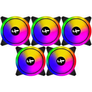 Cooler Fan de Gabinete Kit com 5, UP Gamer Fusion, ARGB 5v, 120mm, con Controle, Preto