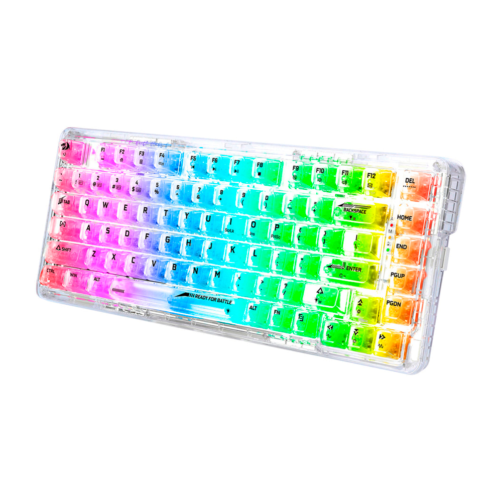Teclado Gamer Mecânico Redragon ELF Pro K649CT, RGB 75% Sem Fio USB-C BT , Switch Crystal, Inglês, Transparente - Imagem 2