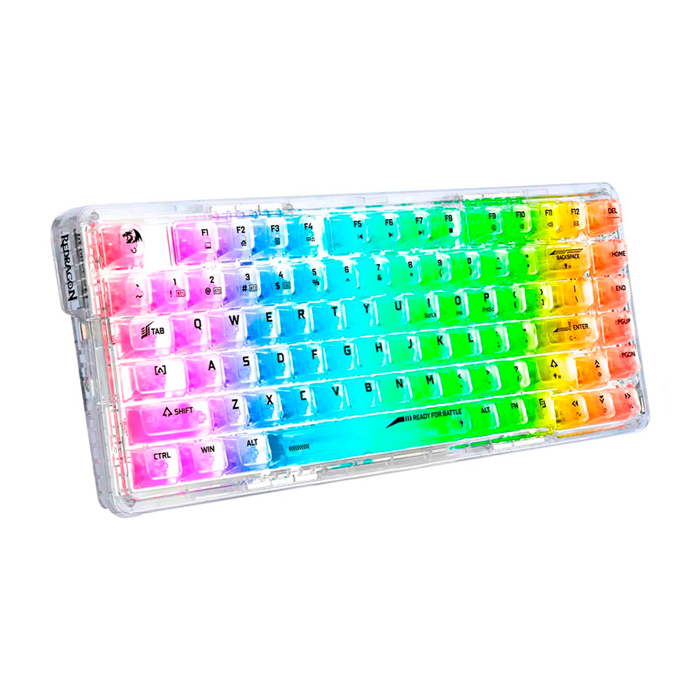 Teclado Gamer Mecânico Redragon ELF Pro K649CT, RGB 75% Sem Fio USB-C BT , Switch Crystal, Inglês, Transparente - Imagem 3