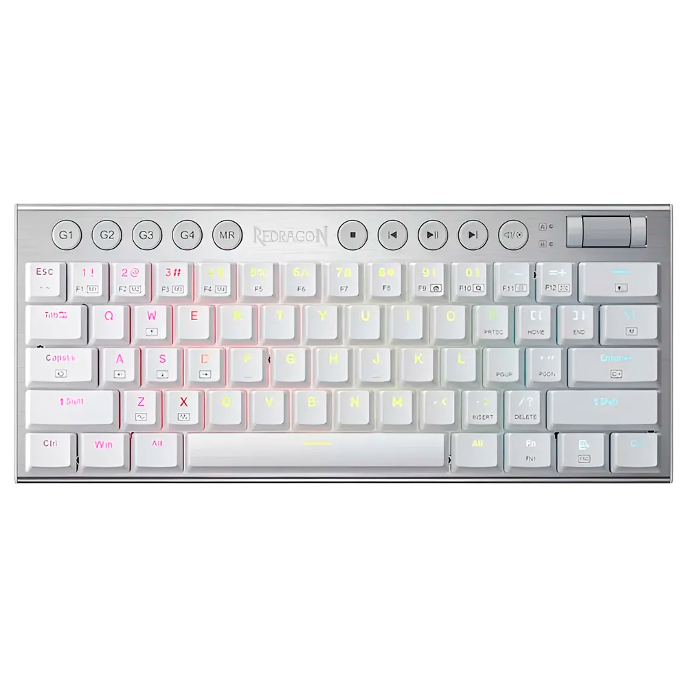 Teclado Gamer Mecânico Redragon Horus K632W, 60% USB RGB, Switch Red, Inglês, Branco