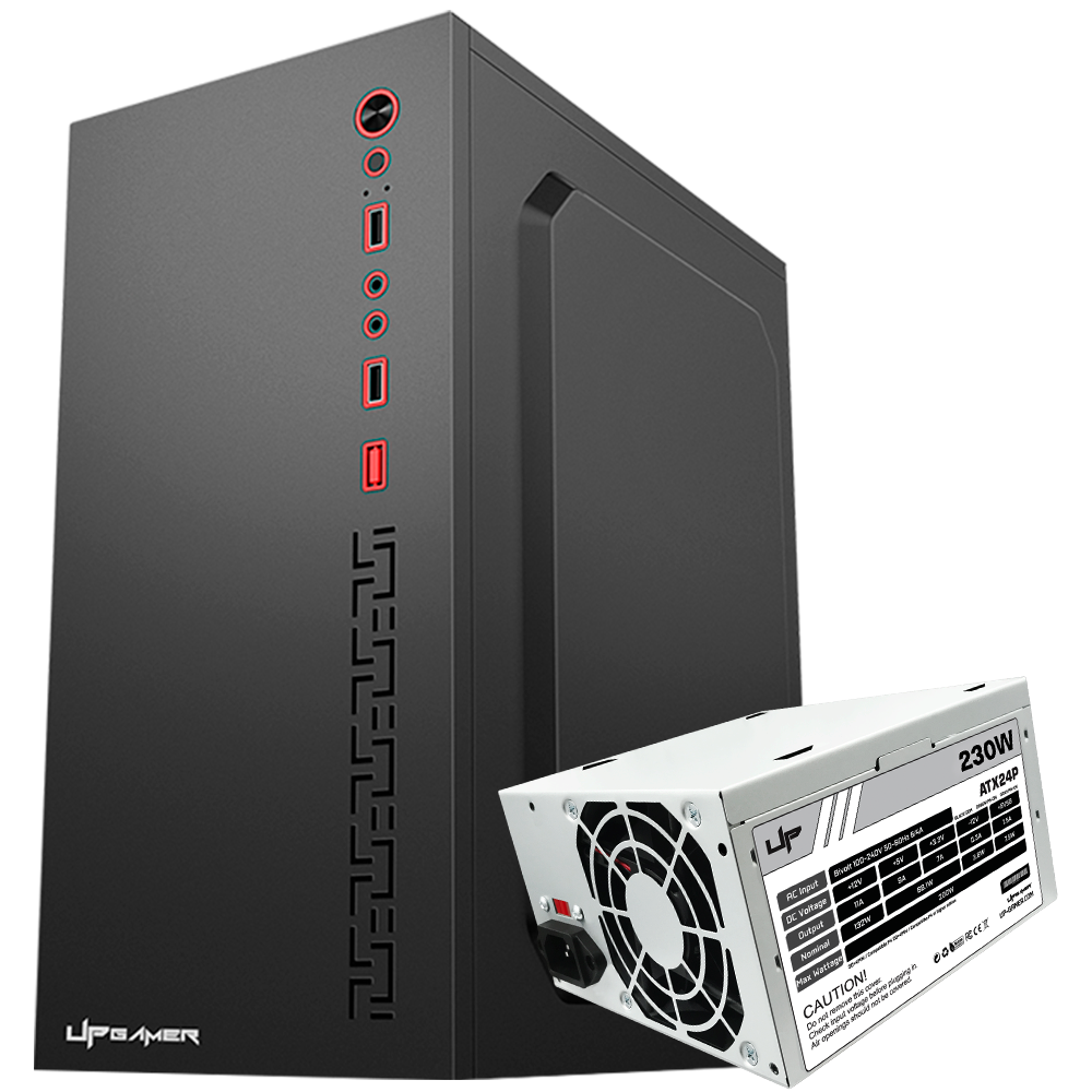 Gabinete UP Gamer Prime, Mini Tower; M-ATX e ITX, c-F 230W 110/220V PRETO
