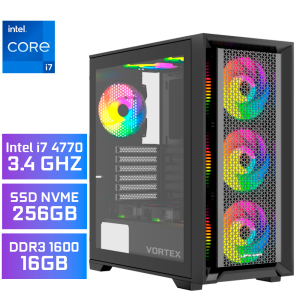 PC Gamer Montado UP Gamer, Vortex, Intel Core i7 4770 3.4GHz, GTX750TI 4GB, 16GB DDR3 1600MHz, SSD M.2 256GB NVMe, Placa Mãe H81M, Fonte 400W 80 Plus Bronze, Water Cooler 120mm + Kit 5 Fans