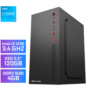 PC Office Montado UP Gamer Prime, Intel Core i3 4130 3.4GHz, 8GB DDR3 1600MHz, SSD 120GB 2.5", Placa Mãe H81M, Fonte 200W, Cooler Processador
