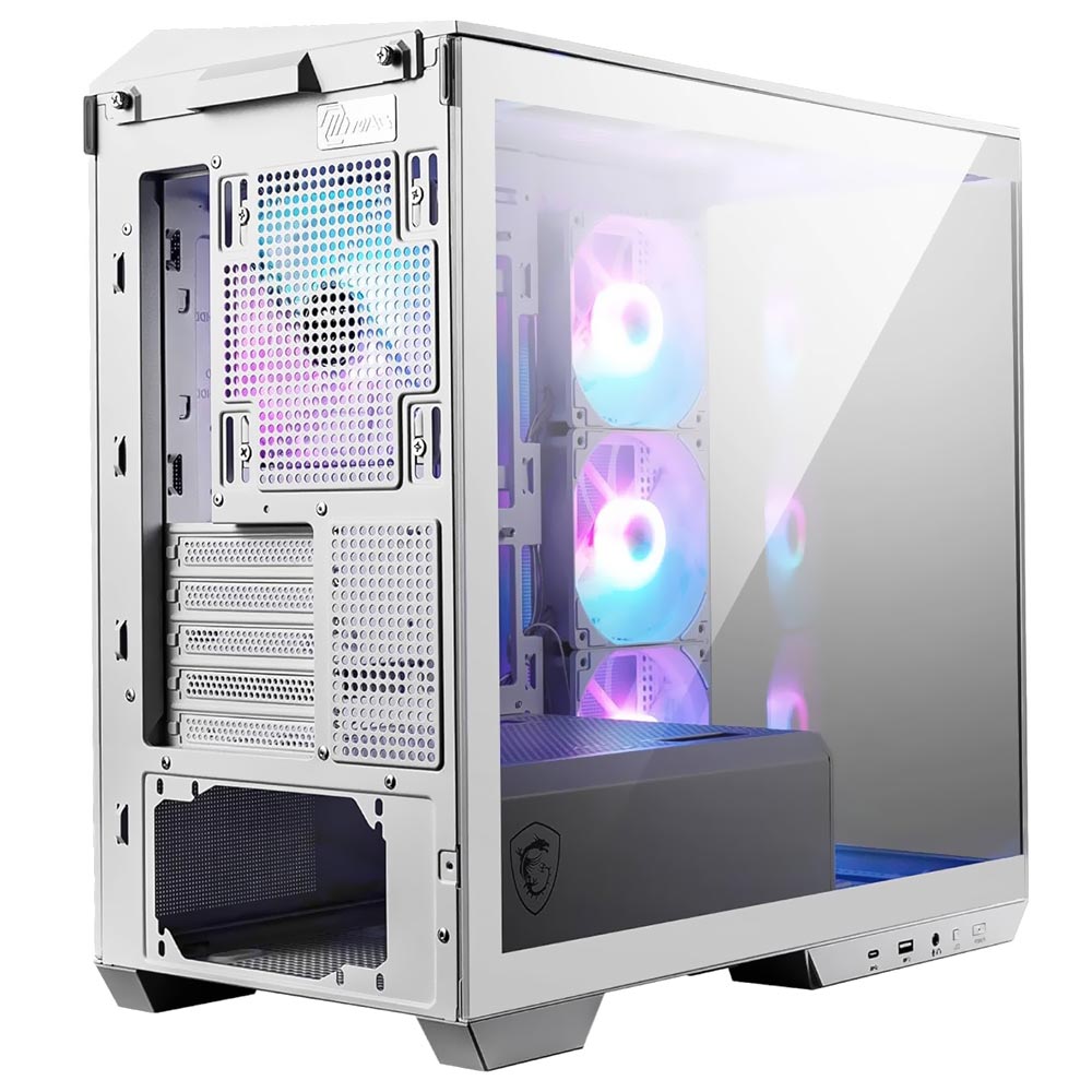 Gabinete Gamer, Aquario, MSI Mag Pano 100R PZ, 306-7G24W28-HH9, MID Tower, ARGB, ATX, Frontal e Lateral Vidro Temperado, 4x Fans 120mm ARGB, Branco - Imagem 2