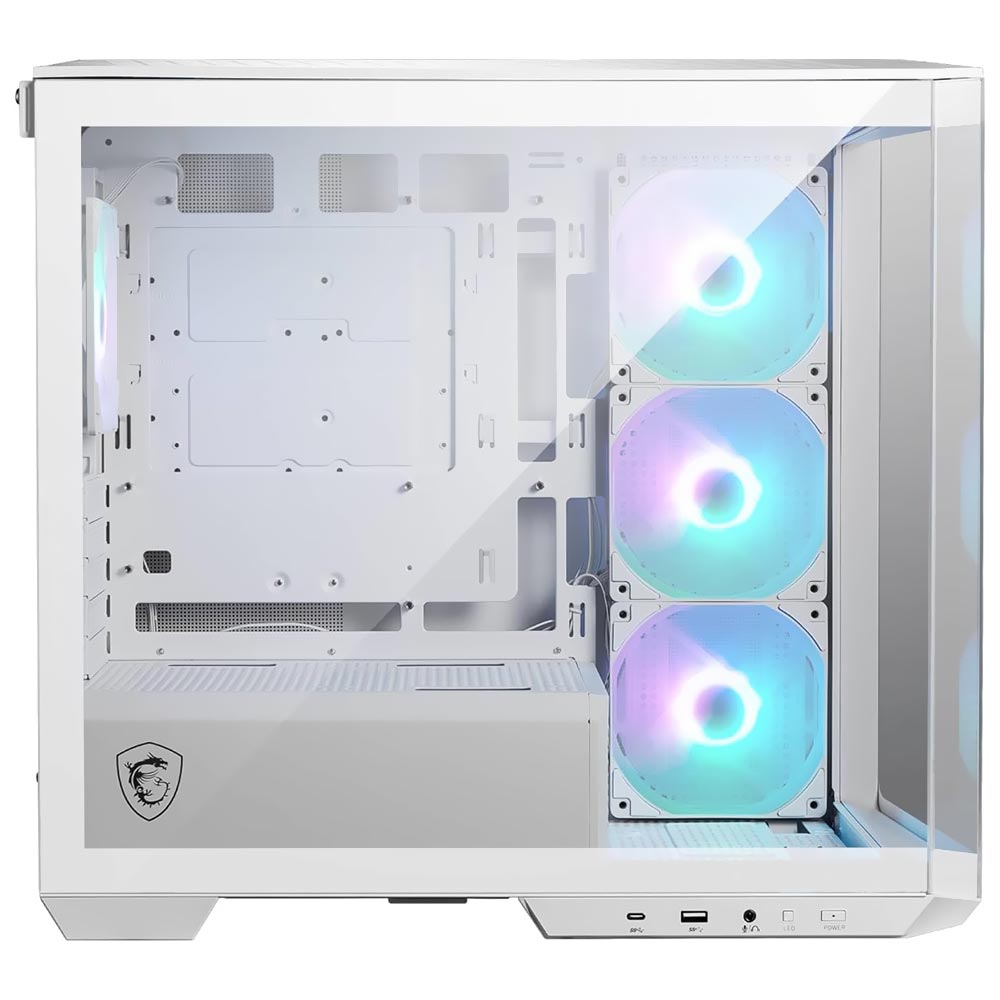 Gabinete Gamer, Aquario, MSI Mag Pano 100R PZ, 306-7G24W28-HH9, MID Tower, ARGB, ATX, Frontal e Lateral Vidro Temperado, 4x Fans 120mm ARGB, Branco - Imagem 3
