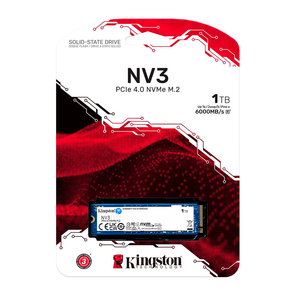 SSD Kingston NV3, 1TB, M.2 NVMe, Leitura até 6000MB/s, Gravação 4000MB/s, SNV3S/1000G - Imagem 2