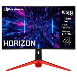 Monitor Gamer UP Gamer Horizon, 32", Full HD, Tela Curvo RGB, 165Hz, 1Ms,  HDMI, DP, FreeSync,  HZ32VA165BK, Ajuste altura, pivo(rotacao), Preto