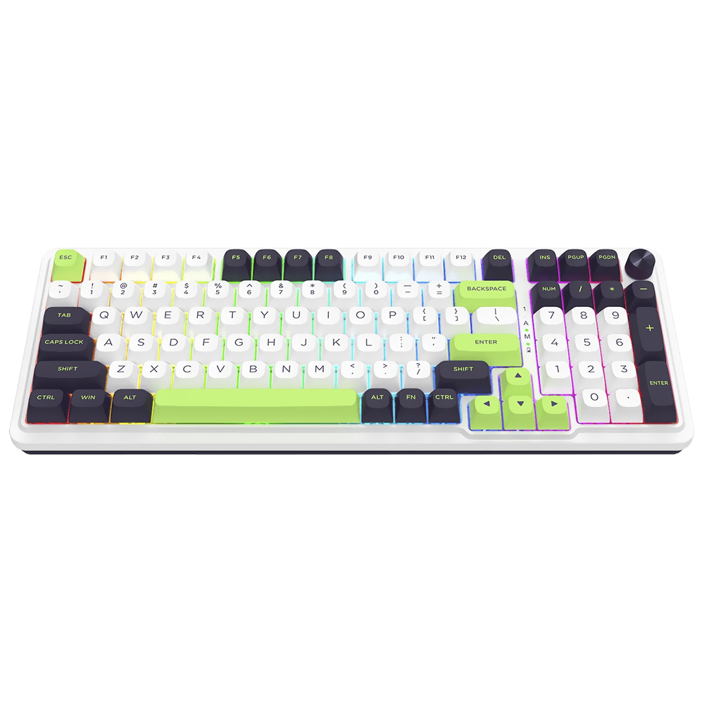 Teclado Gamer Mecânico Redragon Eisa Max K686WBG, RGB 96% Sem Fio USB-C BT, Switch Mambo, Verde/Preto/Branco, Inglês - Imagem 2