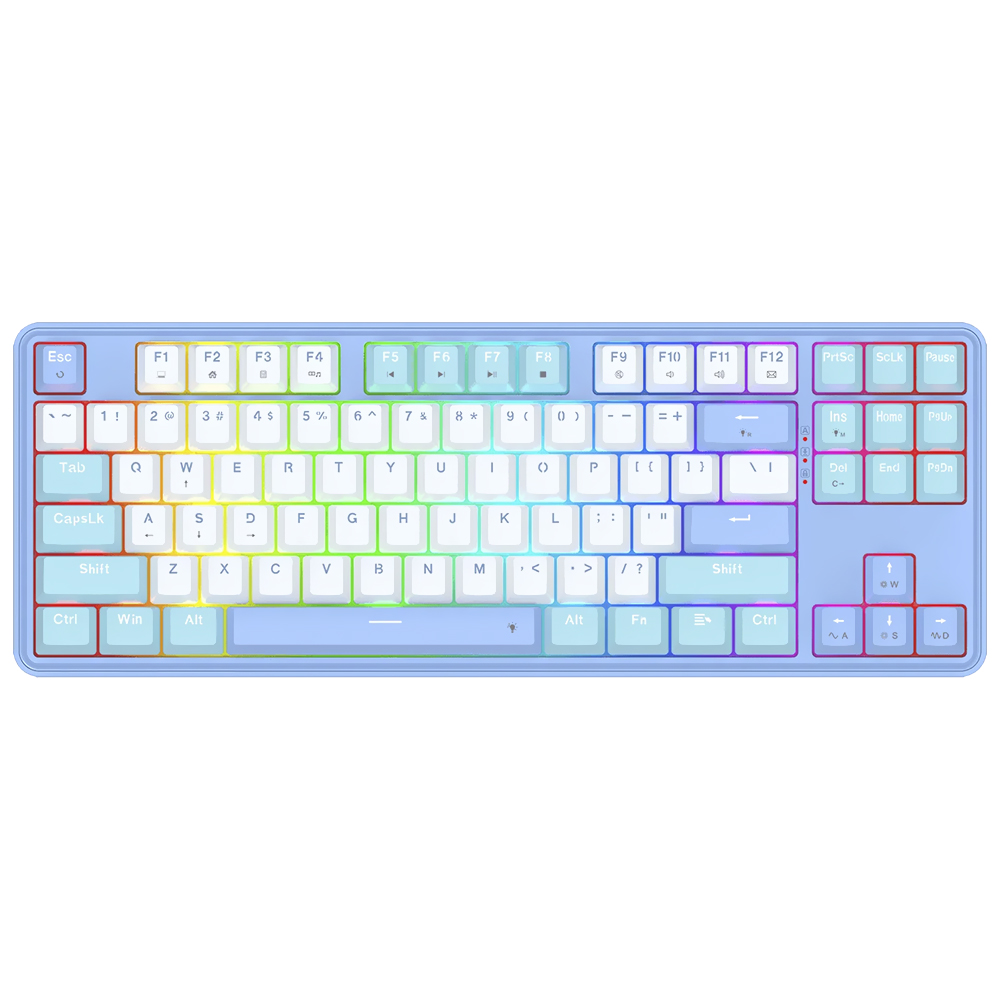 Teclado Redragon Star Blade Pro K707WBB, 80% Sem Fio USB-C BT, Switch Mambo, Branco/Azul, Inglês