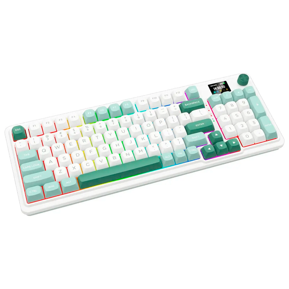 Teclado Gamer Mecânico Redragon Galatin Pro K719 RGB, 96% Sem Fio USB-C BT, Switch Mambo, Branco/Verde, Inglês - Imagem 3