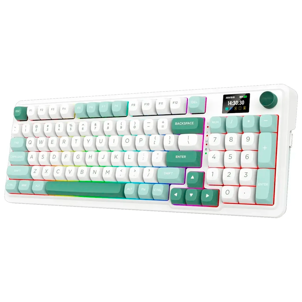 Teclado Gamer Mecânico Redragon Galatin Pro K719 RGB, 96% Sem Fio USB-C BT, Switch Mambo, Branco/Verde, Inglês - Imagem 5