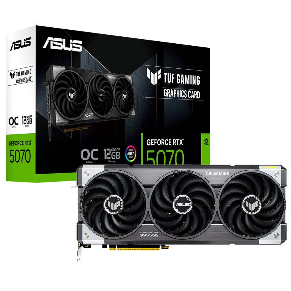 Placa de Vídeo Asus GeForce RTX5070 TUF Gaming OC Edition, 12GB GDDR7, 192Bits, 2x HDMI 3x DisplayPort, 90YV0LZ0-M0NA00 TUF-RTX5070-012