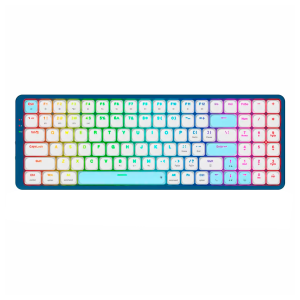 Teclado Gamer Mecânico Redragon Eva Pro K684WB, RGB 96% Sem Fio USB-C BT, Switch Red, Inglês, Branco/Azul