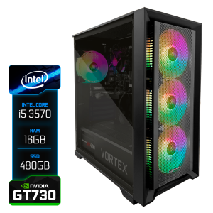 PC Montado UP Gamer Vortex, Intel Core i5 3570 3.80GHz, GT730 4GB, RAM 16GB DDR3 1600MHz, SSD 480GB 2.5", Placa Mãe H61, Fonte 200W, 4x Fans ARGB, Cooler Processador