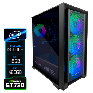 PC Montado UP Gamer Vortex, Intel Core i3 9100F 3.60GHz, GT730 4GB, RAM 16GB DDR3 2666MHz, SSD 480GB 2.5", Placa Mãe H310, Fonte 400W, 4x Fans ARGB, Cooler Processador
