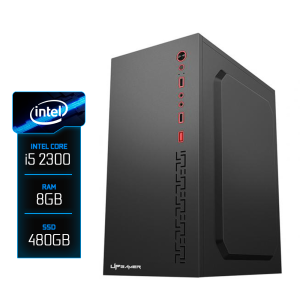 PC Montado, Intel Core i5 2300 3.10GHz, RAM 8GB DDR3 1600MHz, SSD 480GB 2.5", Placa Mãe H61M-G, Fonte 200W, Cooler CPU Intel Cool Storm, Gabinete Mini ITX Preto