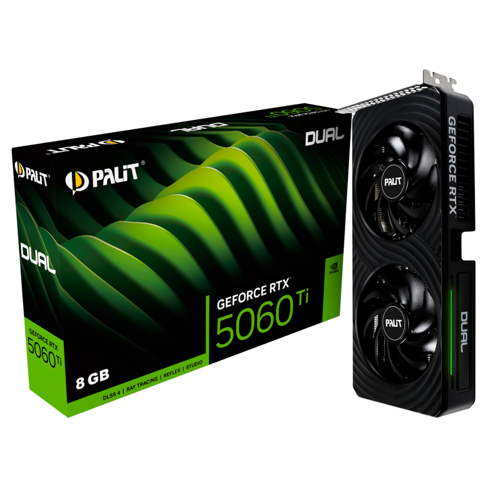 Placa de Vídeo PALIT GeForce RTX5060TI DUAL, 8GB GDDR7, 128Bits, 1x HDMI 3x DisplayPort NE7506T019P1-GB2062D GDDR7