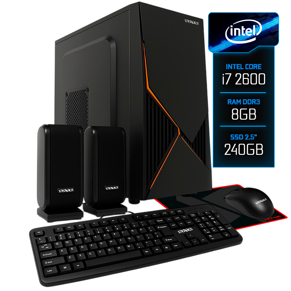 PC Office Montado UP Gamer, Intel Core i7 2600 3.8GHz, 8GB DDR3 1600MHz, SSD 240GB, Placa Mãe B75M, Fonte 200W, Cooler Processador