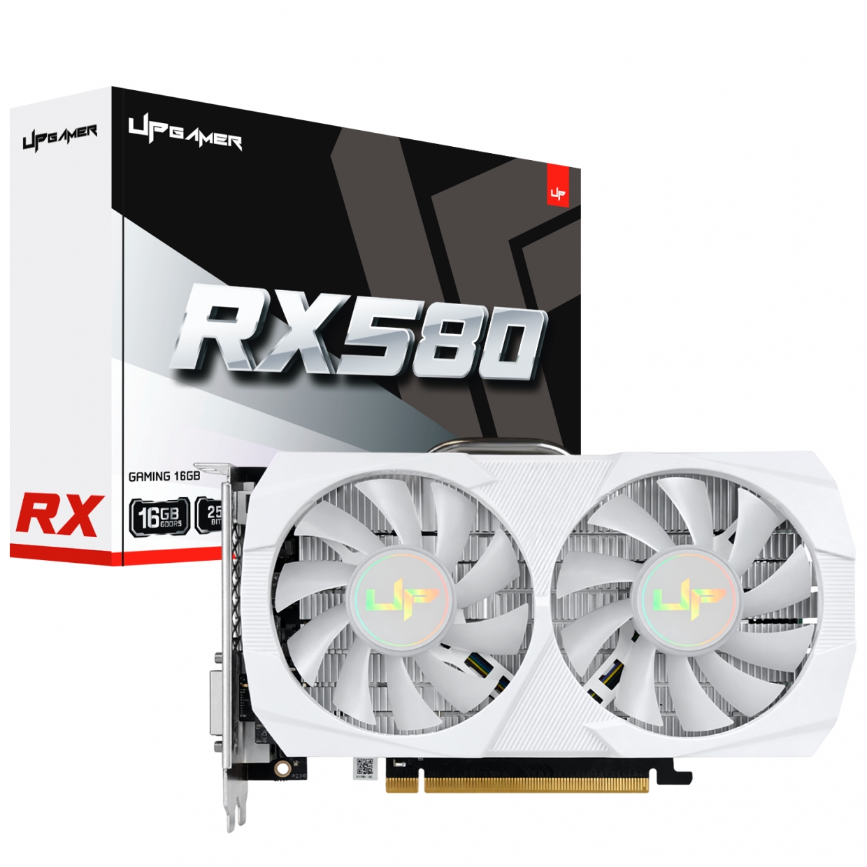 Placa de Vídeo UP Gamer AMD Radeon RX580 16GB GDDR5 256Bits 1500MHz, HDMI, DP, DVI, UPRX58016GWT, Branco