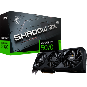 Placa de Vídeo MSI GeForce RTX5070 SHADOW 3X OC, 12GB GDDR7, 192Bits, 1x HDMI 3x DisplayPort, 912-V532-242 GDDR7, Preto