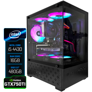 PC Gamer Montado Intel Core i5 4430, GeForce GTX750TI 4GB GDDR5, 16GB RAM DDR3, SSD 2.5" 480GB, Aquário, Preto