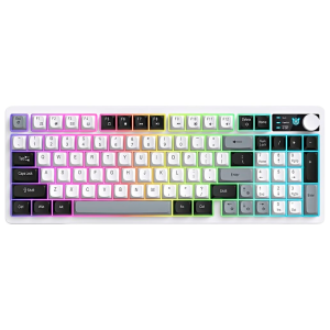 Teclado Onikuma MT902, 65% Sem Fio USB-C, Semi-Mecânico Membrana, Cinza/Preto/Branco, Inglês