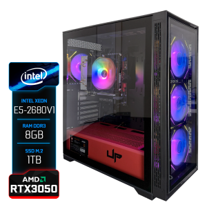 PC Gamer Montado Xeon E5-2680V1, RTX3050 6GB, 16GB RAM DDR3, SSD 1TB, 4x Fans RGB, Optmus Vidro temperado