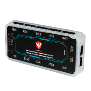 Controlador RGB Sate ACB-4 Black, 2xPWM, 10x Conectores RGB 6 pines 5V, Molex Power imput, com controle