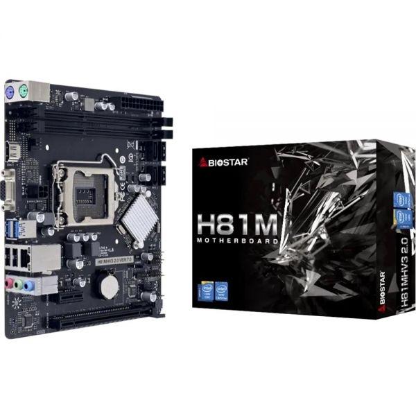 Placa Mãe 1150 Biostar H81MHV3 3.0 2xDDR3, 1xVGA D-Sub, 1xHDMI, 2xUSB-A 3.0, 2xUSB-A 2.0, 1xRJ45, 1xAudio, M-ATX