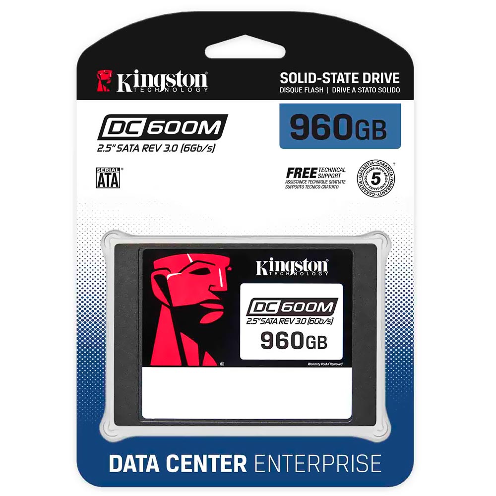 SSD Kingston DC600M, 960GB, 2.5", SATA 3, Leitura 560MB/s, Gravação 530MB/s, SEDC600M/960G, p/Servidor