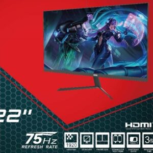 Monitor Hye HYE22GFM 22" Full HD (1920 x 1080), 3ms, 75Hz, 1xHDMI, 1xVGA (D-Sub), Preto