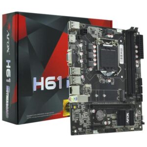 Placa Mãe 1155 Afox IH61-MA5-V6 2xDDR3, 1xM.2 NVMe, 1xVGA D-Sub, 1xHDMI, 6xUSB-A 2.0, 1xRJ45 Gigabit, 1xAudio, M-ATX