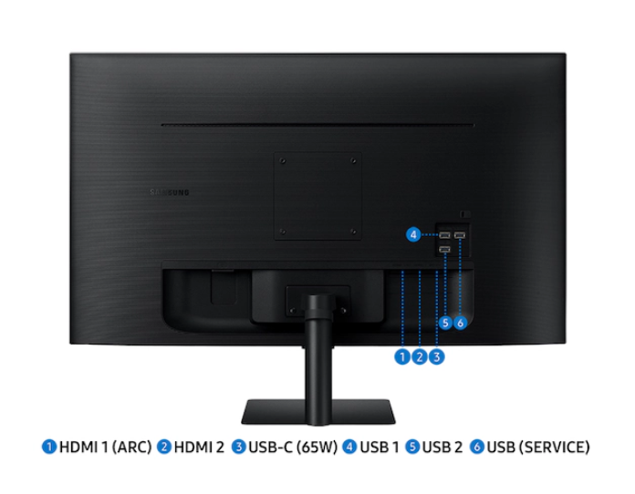 Monitor Samsung Smart M7 M70D LS32DM702UNXGO 32" 4K UHD (3840 x 2160), 4ms, 60HZ, 2xHDMI 2.2, 3xUSB-A 2.0, 1xUSB-C, Speaker 10W, Bluetooth 5.2, Alexa, Preto - Imagem 4