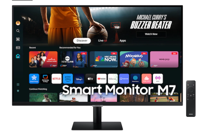 Monitor Samsung Smart M7 M70D LS32DM702UNXGO 32" 4K UHD (3840 x 2160), 4ms, 60HZ, 2xHDMI 2.2, 3xUSB-A 2.0, 1xUSB-C, Speaker 10W, Bluetooth 5.2, Alexa, Preto