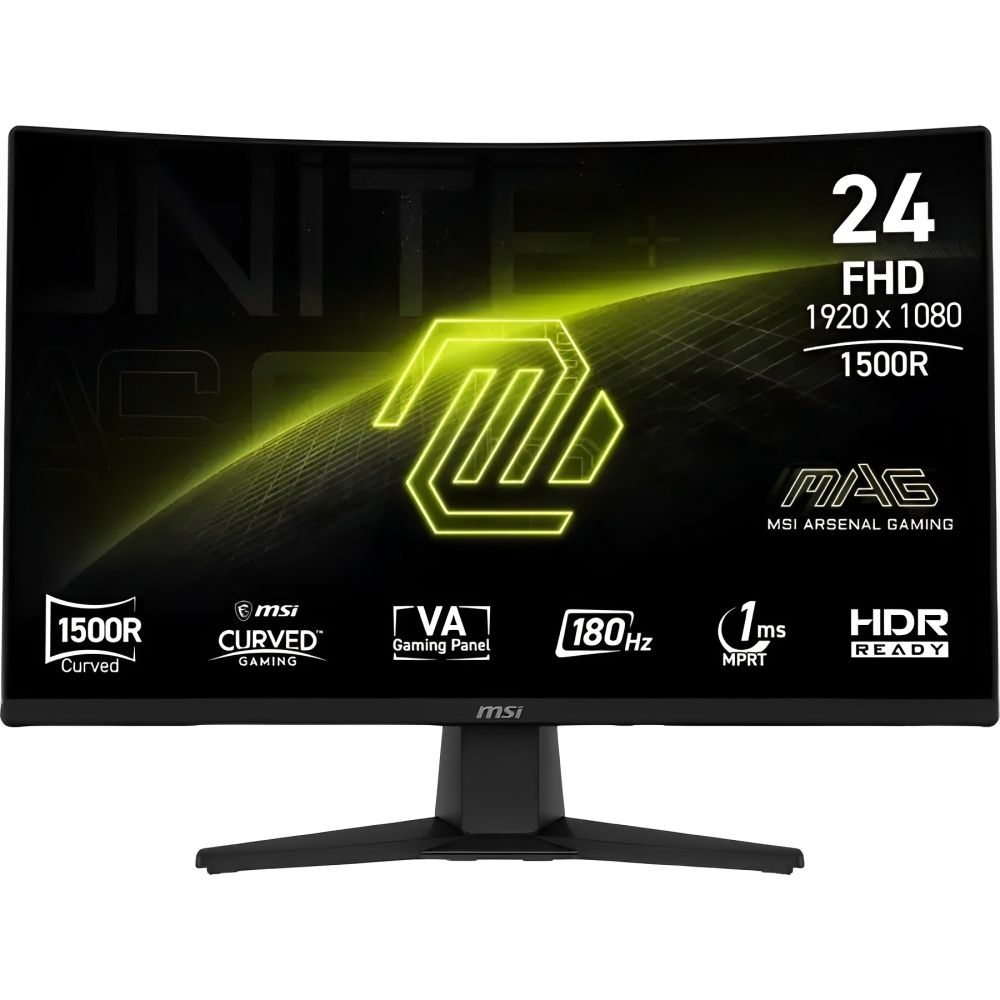 Monitor Msi Mag 242C Curvo 24" Full HD (1920x1080), 180Hz, 1ms, 1xHDMI 2.0, 1xDisplayPort 1.2, 1xConector de Audio, Adaptive-Sync, Preto