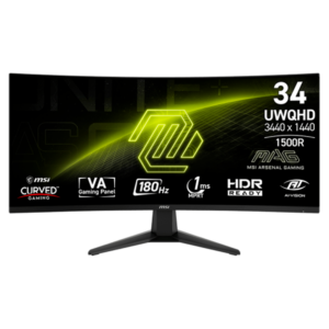 Monitor Msi Mag 346CQ Curvo 32" UltraWide UWQHD (3440 x 1440), 1ms, 180HZ, 2xHDMI 2.0, 1xDisplayPort 1.4, 1xConector de Audio, AMD FreeSync Premium, Speaker 2Wx2, Preto
