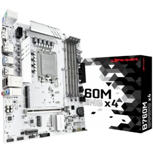 Placa Mãe UP Gamer B760M GAMING X4, Intel LGA 1700 m-ATX, 4xDDR4, 1xHDMI, 2X Displayport, 1x USB-C, 2x M.2, 2x USB 3.2, 3x USB 2.0, UPG-B760MD4-GX4, Branco