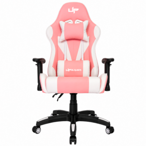 Cadeira Gamer UP Gamer LT Series PKWT01, PU Algodão Base em Nylon Reclinável Até 100kg, Rosa e Branco